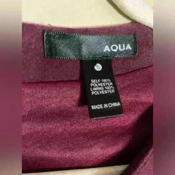 Aqua Burgundy Velvet Round Neck Short Sleeve Mini Dress size small - Picture 4 of 5